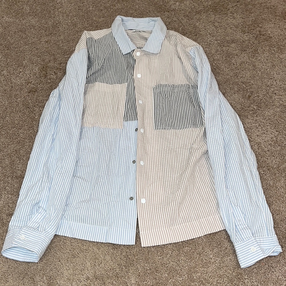 URBAN OUTFITTERS blocked seersucker over shirt